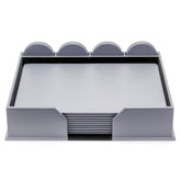 10 Seat Gray Leather Conference Room Set w/ Round Coasters